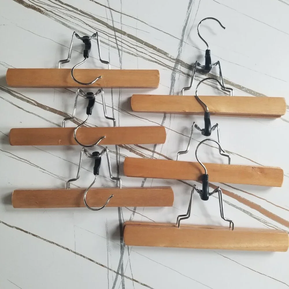 Wood Pants Hangers, set of 6